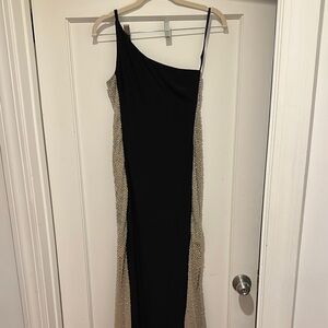Elegant Black and Gold Evening Dress
